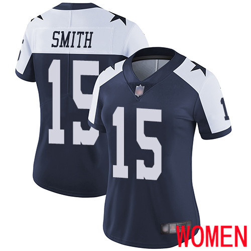 Women Dallas Cowboys Limited Navy Blue Devin Smith Alternate #15 Vapor Untouchable Throwback NFL Jersey